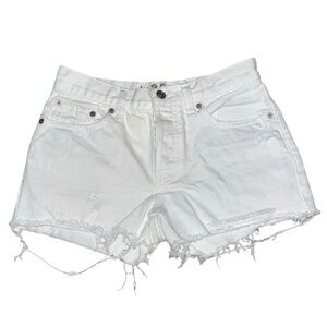 We The Free White Distressed Jean Shorts